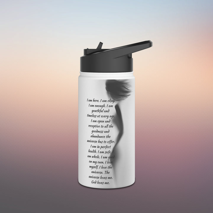 "I Am Here" Stainless Steel Water Bottle, Standard Lid