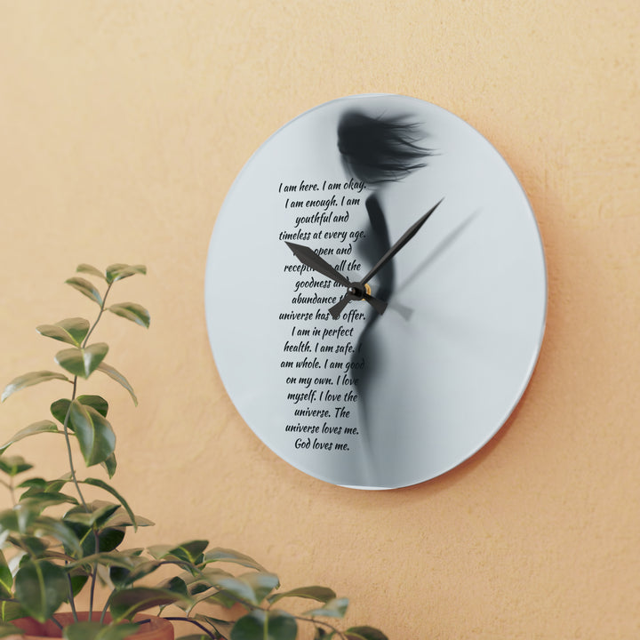 "I Am Here" Acrylic Wall Clock